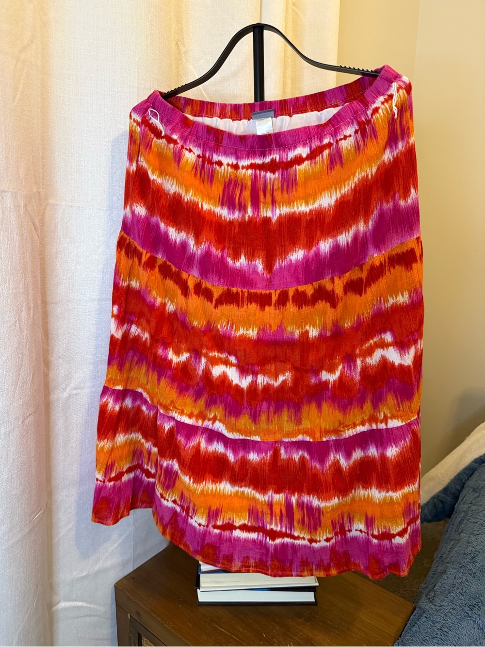 Laura Scott Vibrant Pink Orange Tie-Dye Maxi Skirt